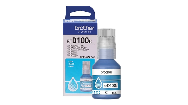 Botella de Tinta Brother BTD100C - Cyan | Para DCP-T230 / DCP-T430W / DCP-T530DW / DCP-T536DW / DCP-T730DW / MFC-T930DW | 5,000 paginas