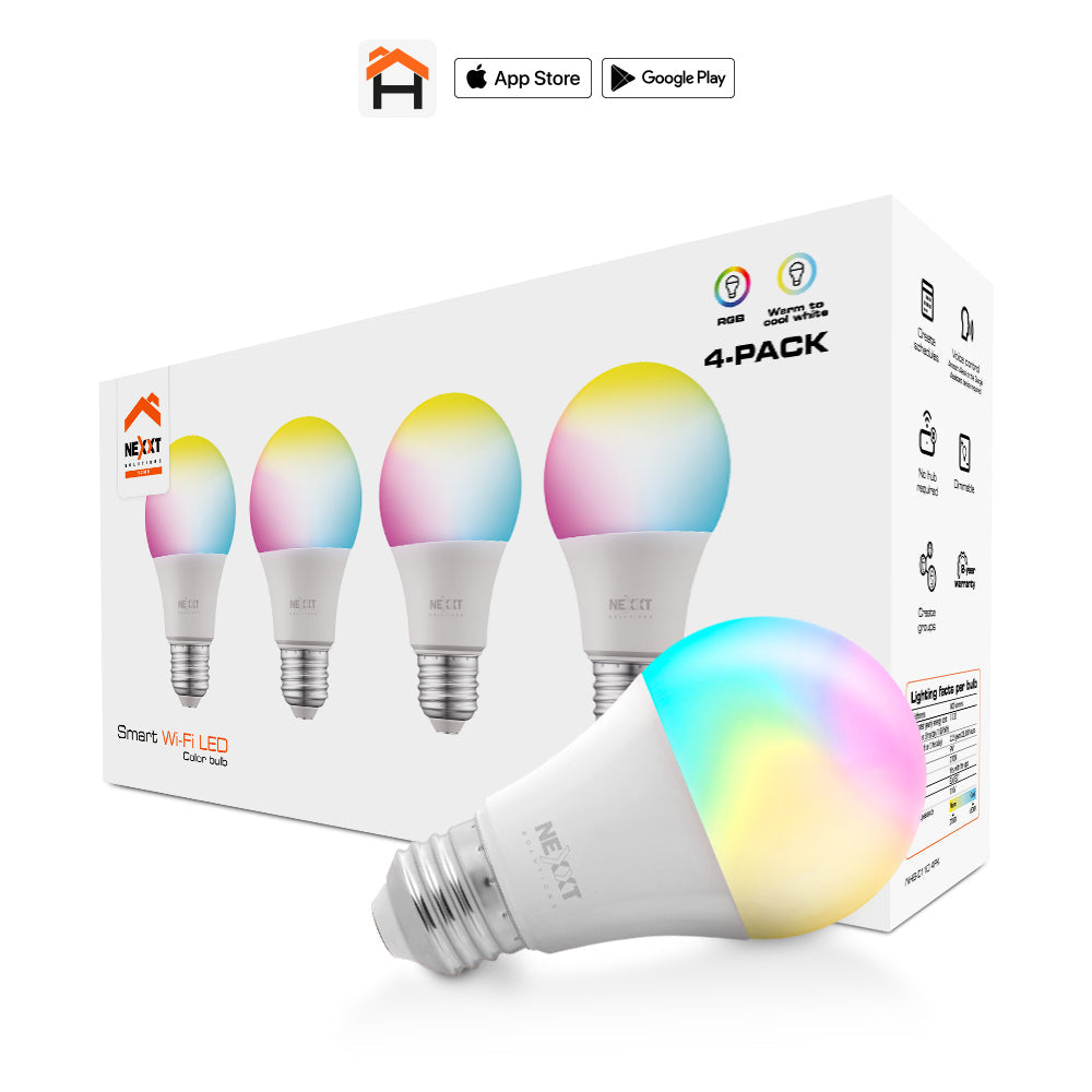 Bombillo LED inteligente Wi-Fi 110V A19 - NHB-C110 4PK - Multicolor