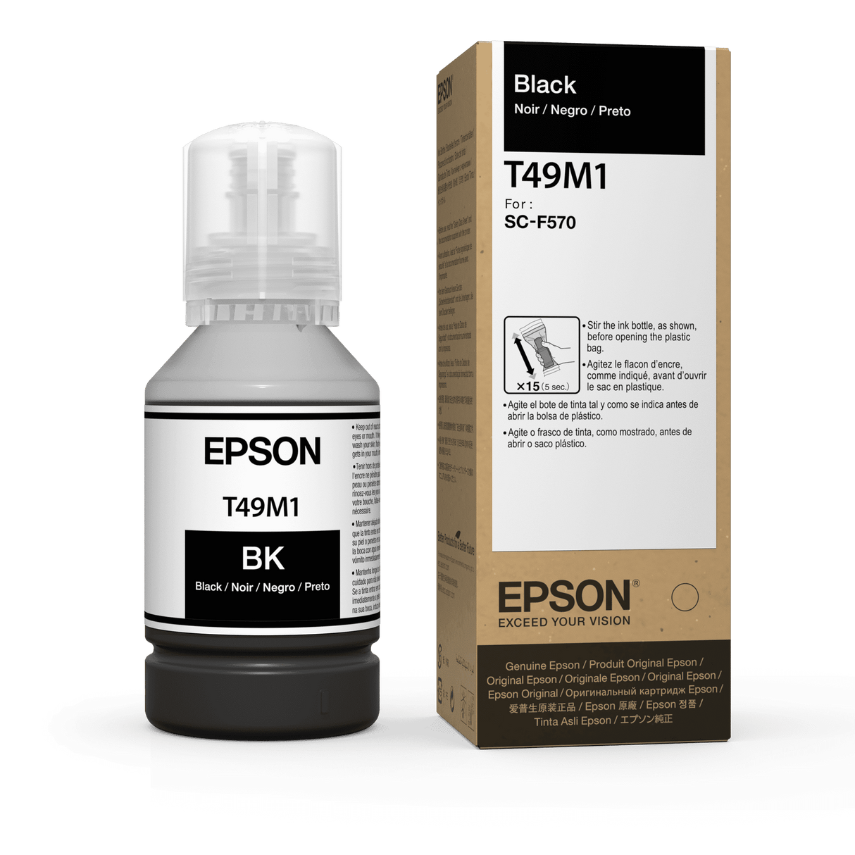 Botellas de Tinta de Sublimación Epson T49M120 | Color Negro para SureColor F170 F570 F571 | 140 ml, modelo , Tintas Epson