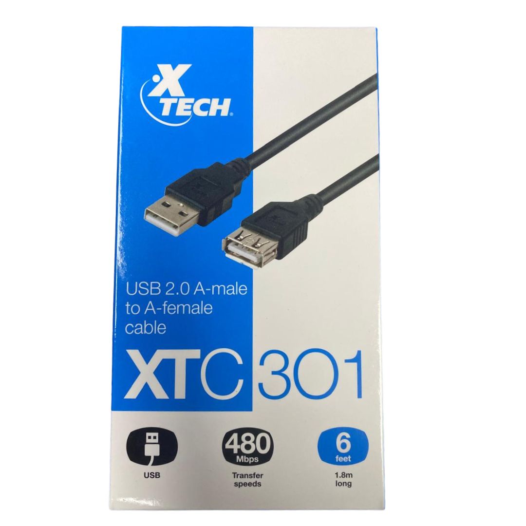 Cable Extensor USB 2.0 Xtech XTC-301 (Tipo A Macho a Hembra) - 8 Pies | XTECH XTC-301, modelo , Cable