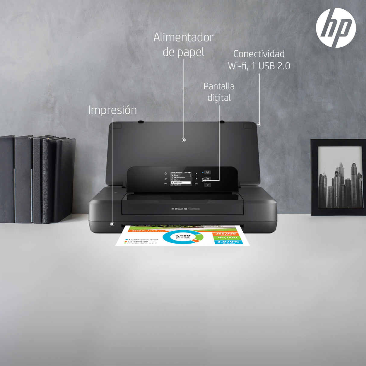 HP OfficeJet 200: Impresora Portatil Hp inalámbrica para imprimir en cualquier lugar | 10 ppm Negro / 7 ppm Color, modelo , Impresoras de Tinta