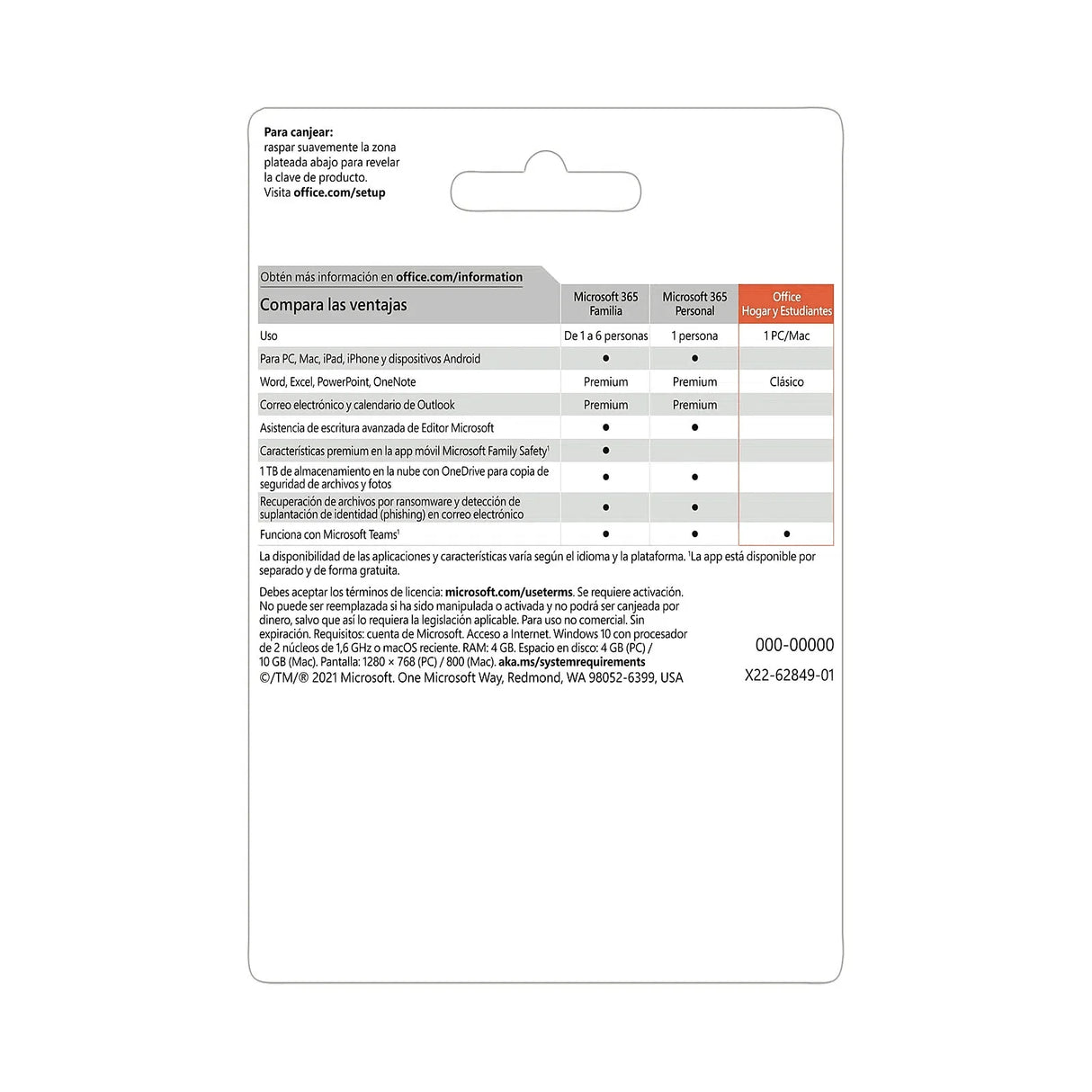 Licencia Microsoft Hogar y Estudiante (Perpetua), modelo , Programas
