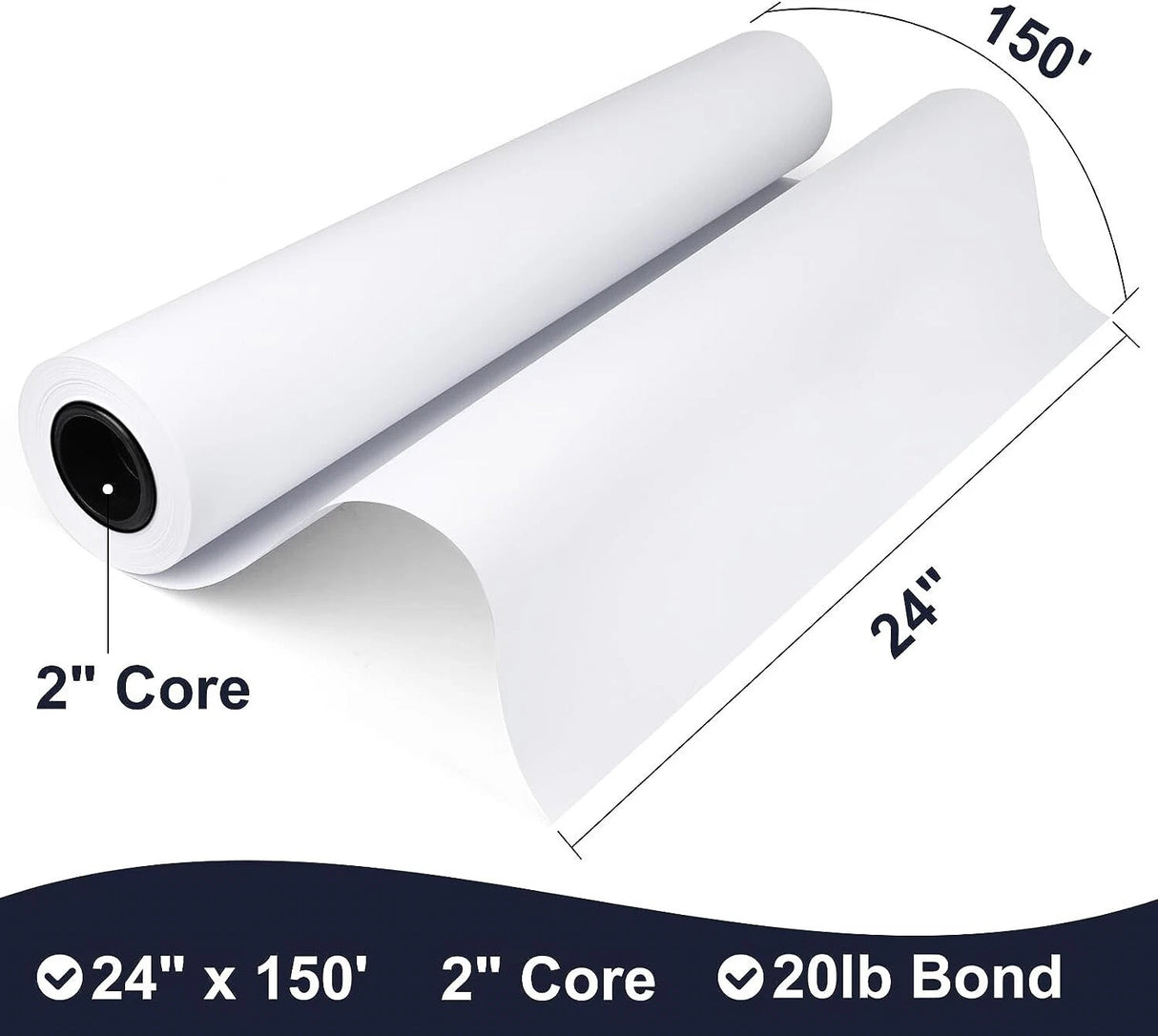 Rollo de Papel Alliance Bond 24" X 150 Pies, 92 brillantes, 20lb, núcleo de 2" para Ploter, modelo , Rollo de Papel