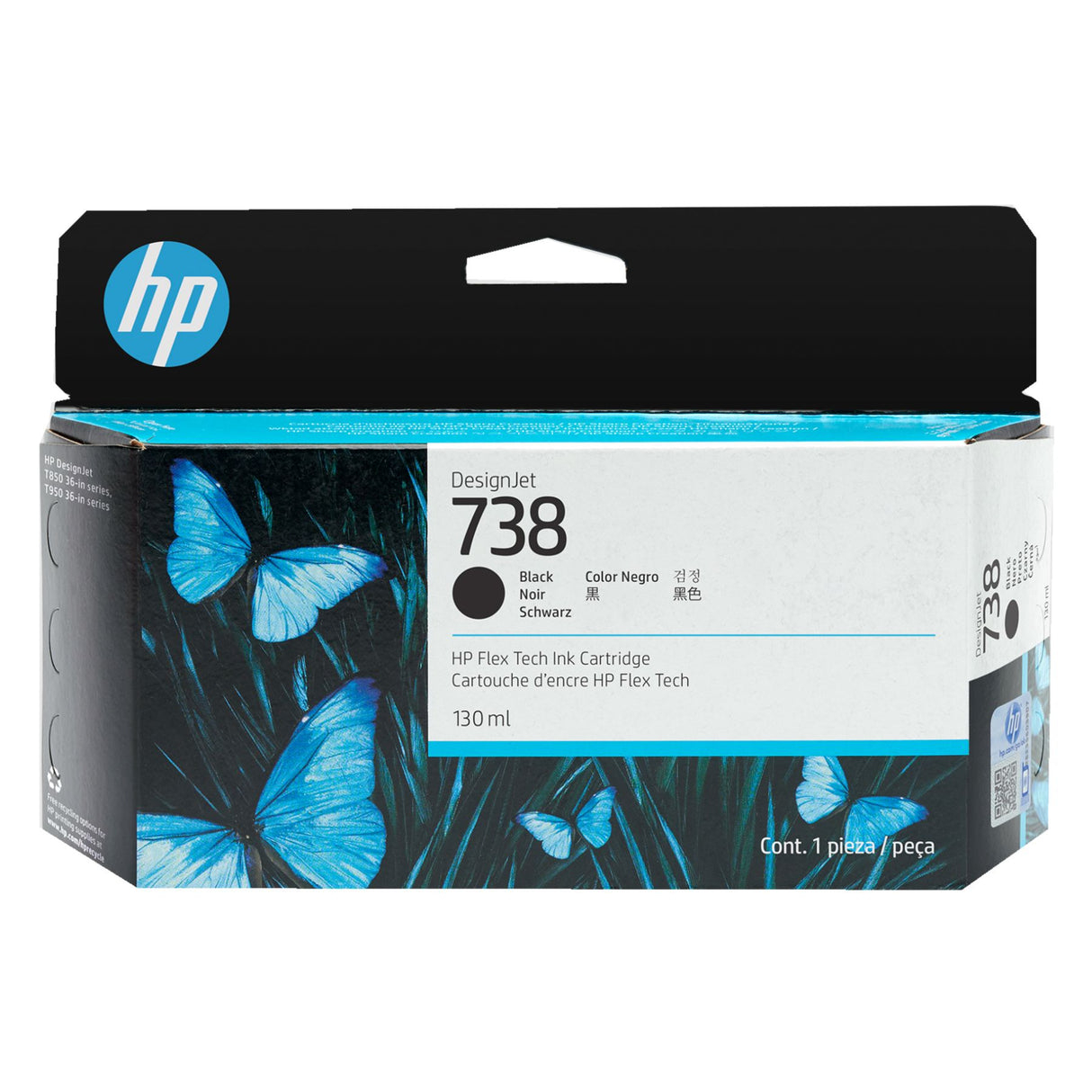 Tinta Hp 738 Negra - 130ml - 498N4A - Hp Designjet T850, modelo , Tintas Hp