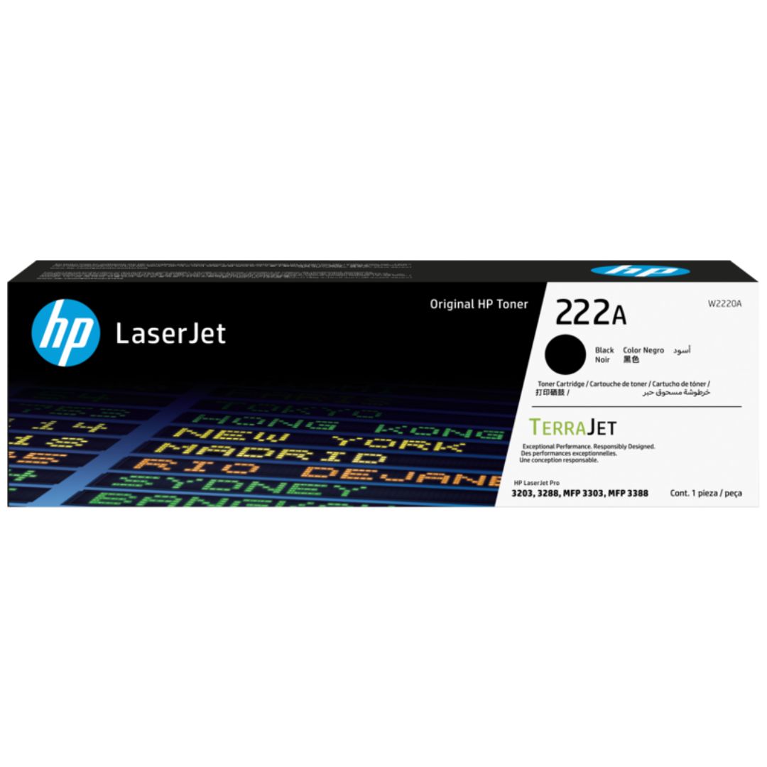 Toner Hp W2220A | Negro 222A | Para Color LaserJet Pro 3303fdw / 3303dw / 3203dn | 1,300 páginas, modelo , Toners