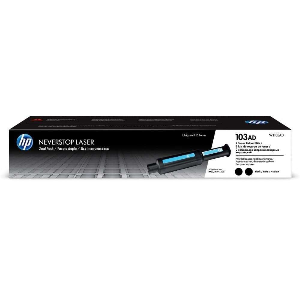 Kit Doble de recarga de toner HP Laser 103AD negro (W1103AD) - Para Neverstop - 5,000 páginas - W1103AD