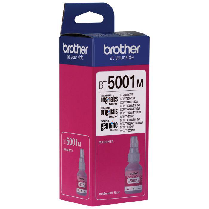 Botella de Tinta Brother BT5001M - Magenta | Para DCP-T500W / DCP-T510W / DCP-T700W / DCP-T710W / DCP-T720DW / MFC-T910W / MFC-T800W / MFC-T920DW / MFC-T4500DW | 5,000 paginas, modelo , Tintas Brother