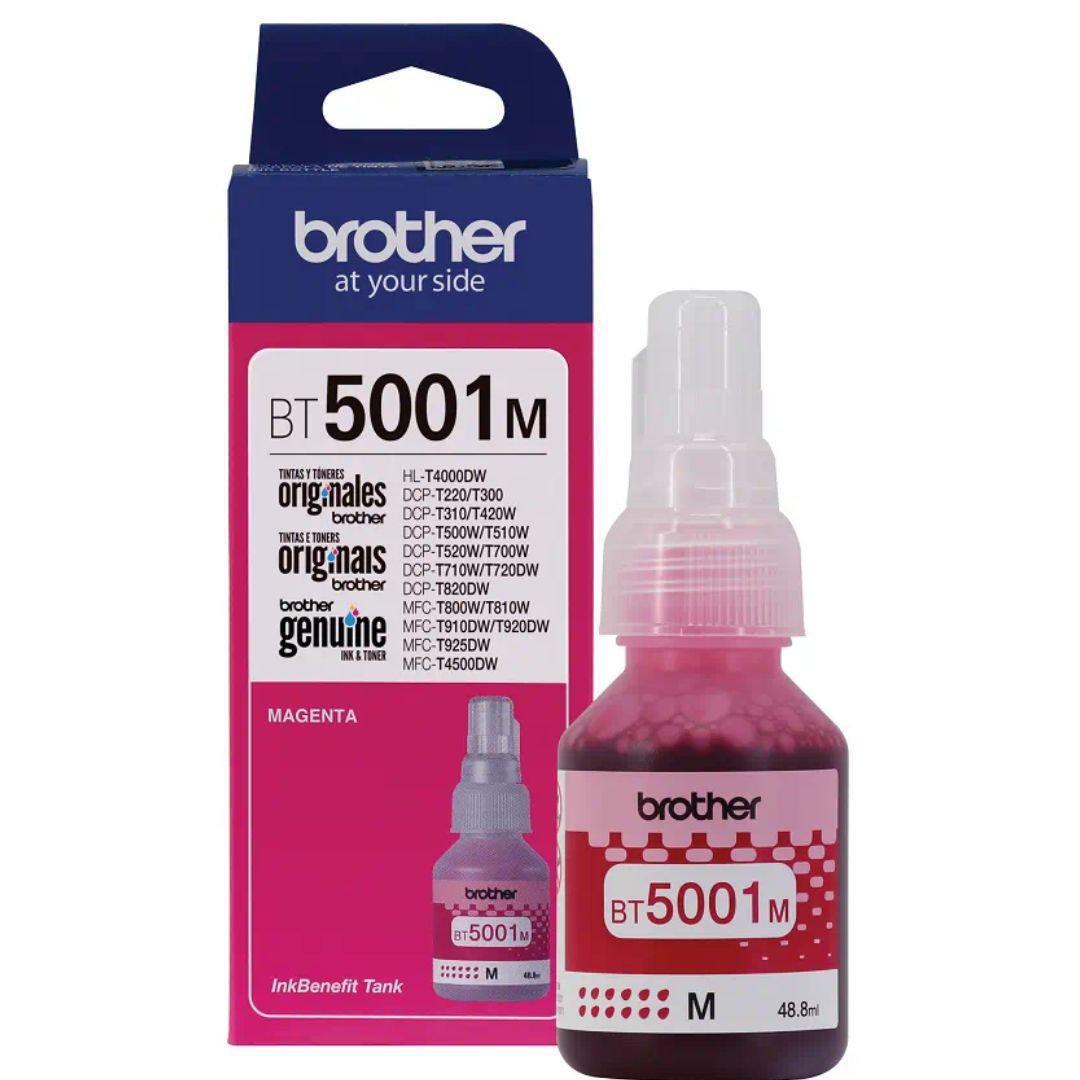 Botella de Tinta Brother BT5001M - Magenta | Para DCP-T500W / DCP-T510W / DCP-T700W / DCP-T710W / DCP-T720DW / MFC-T910W / MFC-T800W / MFC-T920DW / MFC-T4500DW | 5,000 paginas, modelo , Tintas Brother
