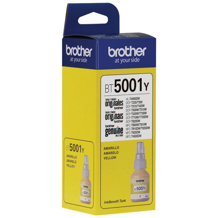 Botella de Tinta Brother BT5001Y - Yellow | Para DCP-T500W / DCP-T510W / DCP-T700W / DCP-T710W / DCP-T720DW /MFC-T910W / MFC-T800W / MFC-T920DW / MFC-T4500DW | 5,000 paginas, modelo , Tintas Brother