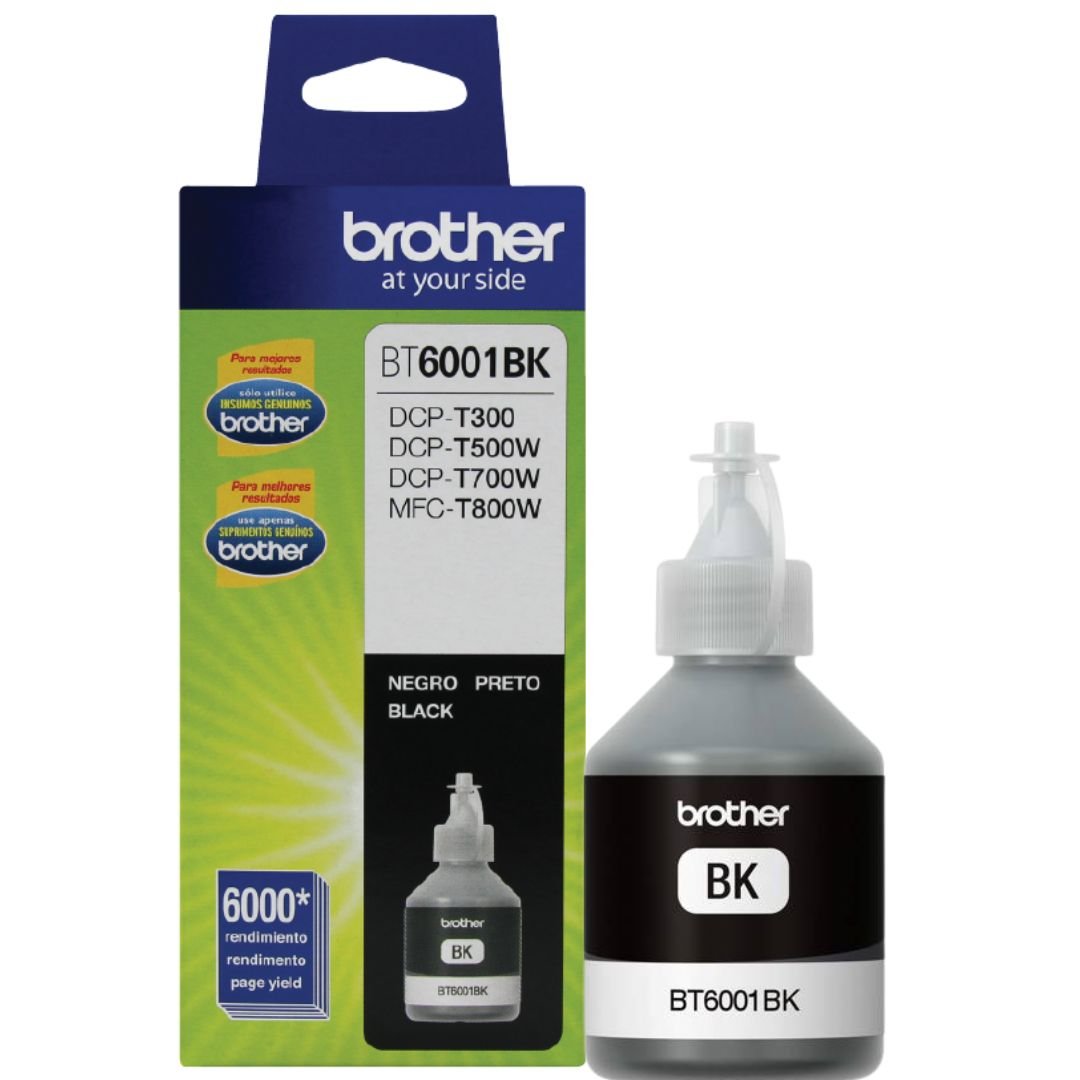 Botella de Tinta Brother BT6001BK - Negro | Para DCP-T300 / T500W / T700W / MFC-T800W | 6,000 Páginas, modelo , Tintas Brother