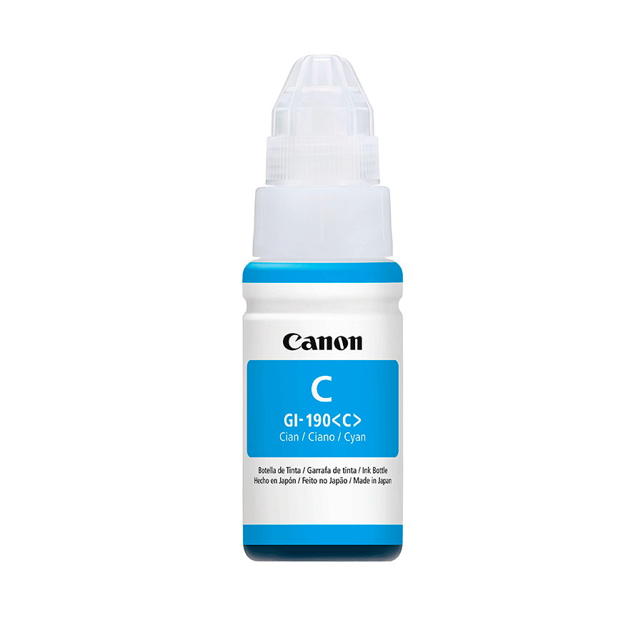Botella de Tinta Canon GI-190 Cyan | Para Pixma G2110 / G3110 / G4100 / G4110 | 7,000 páginas, modelo , Tintas Canon