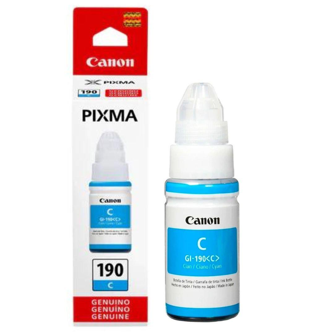 Botella de Tinta Canon GI-190 Cyan | Para Pixma G2110 / G3110 / G4100 / G4110 | 7,000 páginas, modelo , Tintas Canon