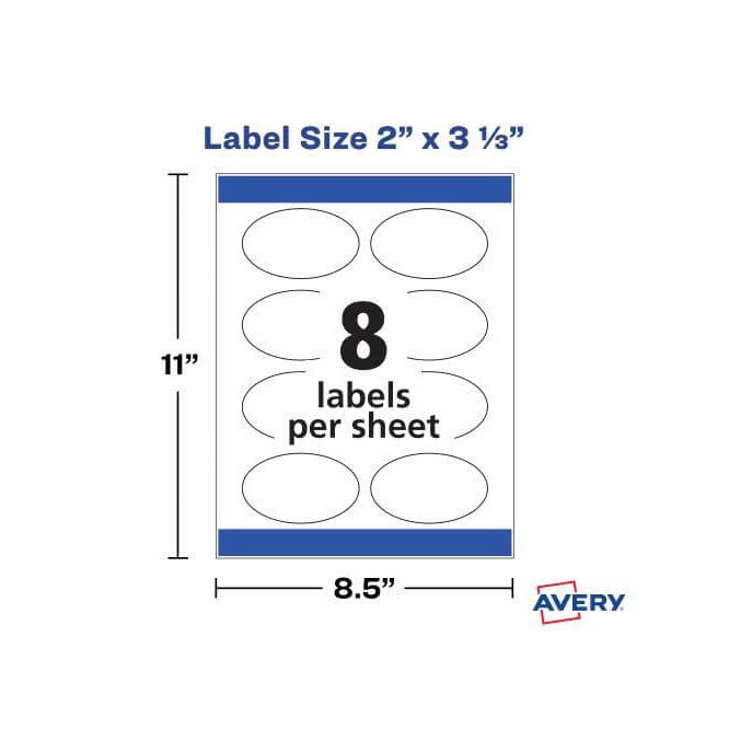 Etiqueta Avery Ovaladas para impresoras Láser InkJet- Glossy White, modelo , Etiquetas