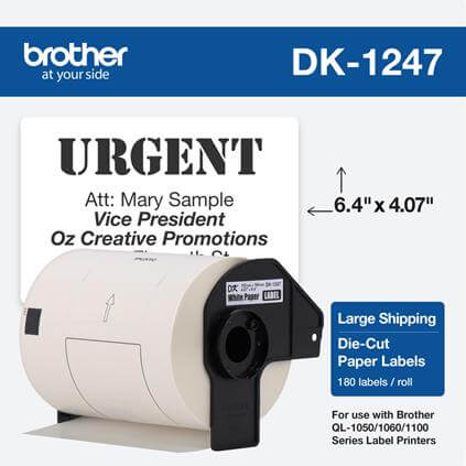 Etiqueta Brother DK-1247 - 4.07" x 6.4" - 180 etiquetas, modelo , Etiquetas