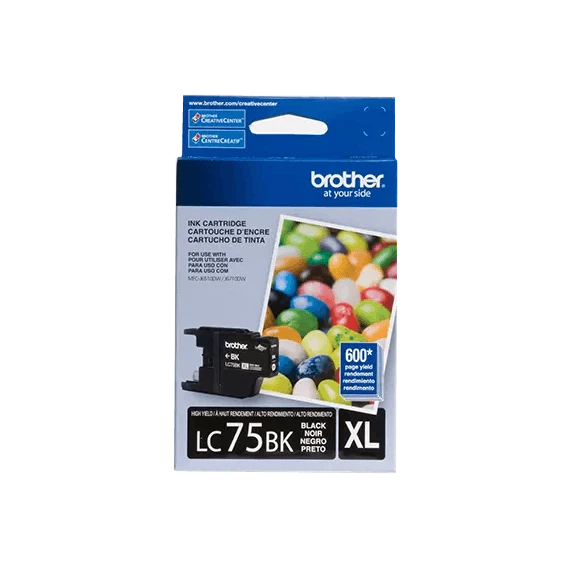 Tinta Brother LC 75 BK- XL-Negro | Para MFC-J425W / MFC-J430W / MFC-J625DW / MFC-J835DW, modelo , Tintas Brother