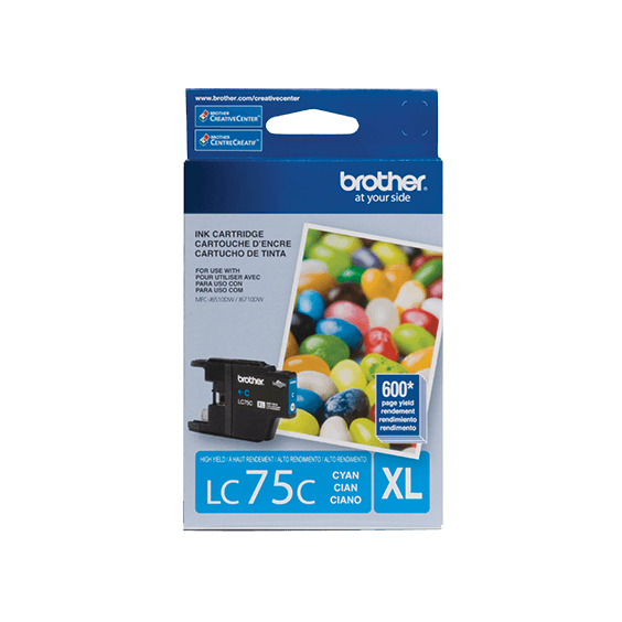 Tinta Brother LC 75 C- XL-Cyan | Para MFC-J425W / MFC-J430W / MFC-J625DW / MFC-J835DW, modelo , Tintas Brother