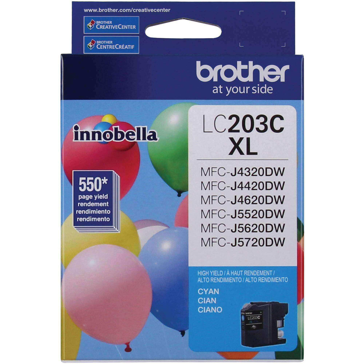 Tinta Brother LC203C - Cyan | Para MFC-J480DW / MFC-J485DW / MFC-J5520DW / MFC-J5620DW / MFC-J5720DW / MFC-J880DW / MFC-J885DW | 550 páginas, modelo , Tintas Brother