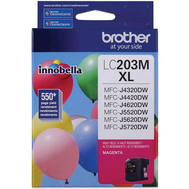 Tinta Brother LC203M - Magenta | Para MFC-J480DW / MFC-J485DW / MFC-J5520DW / MFC-J5620DW / MFC-J5720DW / MFC-J880DW / MFC-J885DW | 550 páginas, modelo , Tintas Brother