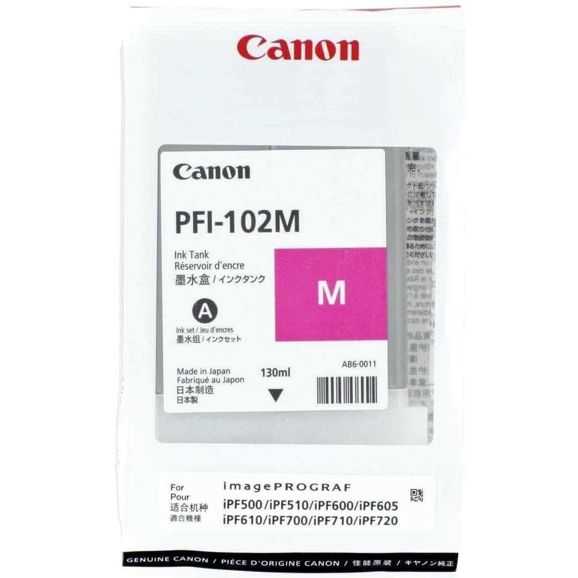 Tinta Canon PFI-102M- Magenta | Para imagePROGRAF IPF500 / IPF600 / IPF700 / IPF710 / IPF720 / IPF750 / IPF755 / IPF760 / IPF765, modelo , Tinta Canon Ploter