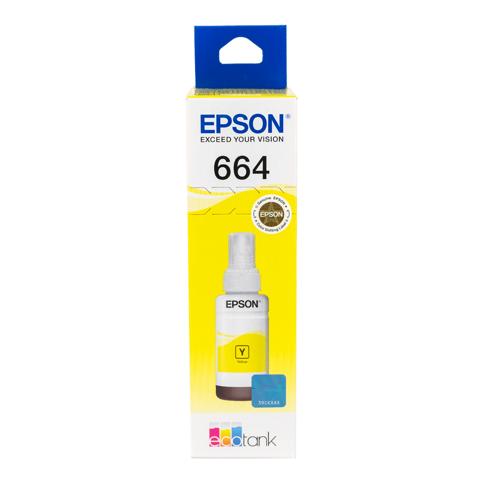 Tinta Epson T664420-AL - Yellow (664) | Ecotank L350/L355//L365/L375/L395/L475/L575/L555, modelo , Tintas Epson