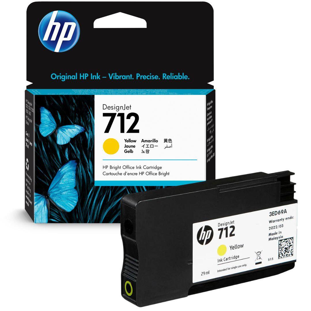 Tinta HP 712 Amarillo-3ED69A para ploter | DesignJet T210 / T230 / T250 / T630 / T650 | 29 ml, modelo , Tintas Hp