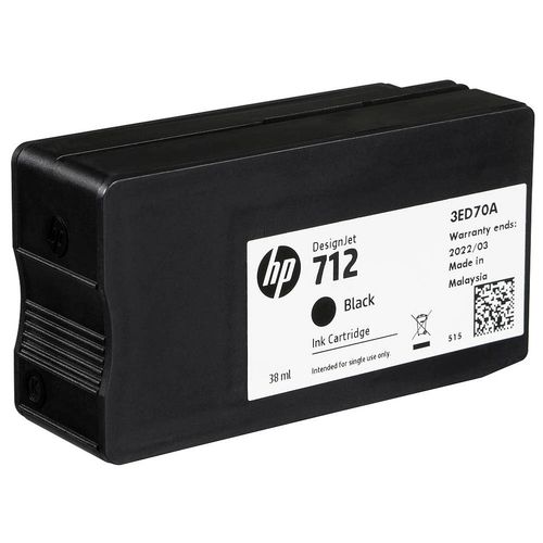 Tinta HP 712 Negro-3ED70A para ploter | DesignJet T210/T230/T250/T630/T650 | 38 ml, modelo , Tintas Hp