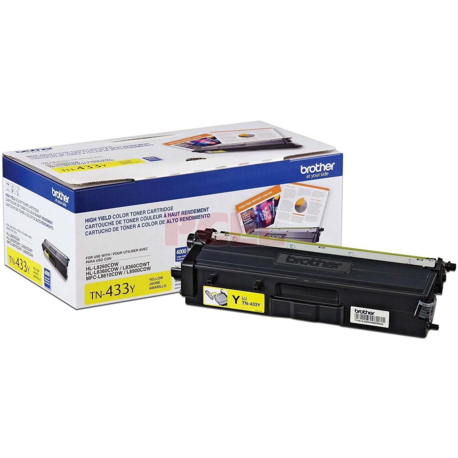 Toner Brother TN-433Y Amarillo | TN433Y | Para HL-L8260CDW / HL-L8360CDW / HL-L8360CDWT / MFC-L8610CDW / MFC-L8900CDW, modelo , Toners