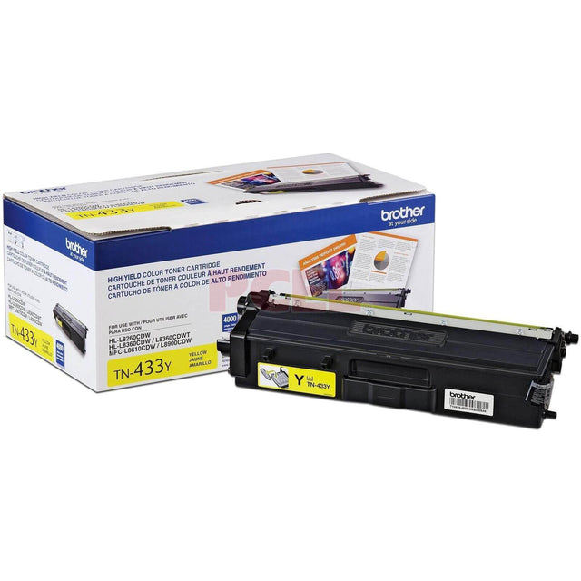 Toner Brother TN-433Y Amarillo | TN433Y | Para HL-L8260CDW / HL-L8360CDW / HL-L8360CDWT / MFC-L8610CDW / MFC-L8900CDW, modelo , Toners