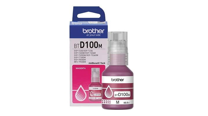 Botella de Tinta Brother BTD100M - Magenta | Para DCP-T230 / DCP-T430W / DCP-T530DW / DCP-T536DW / DCP-T730DW / MFC-T930DW | 5,000 paginas