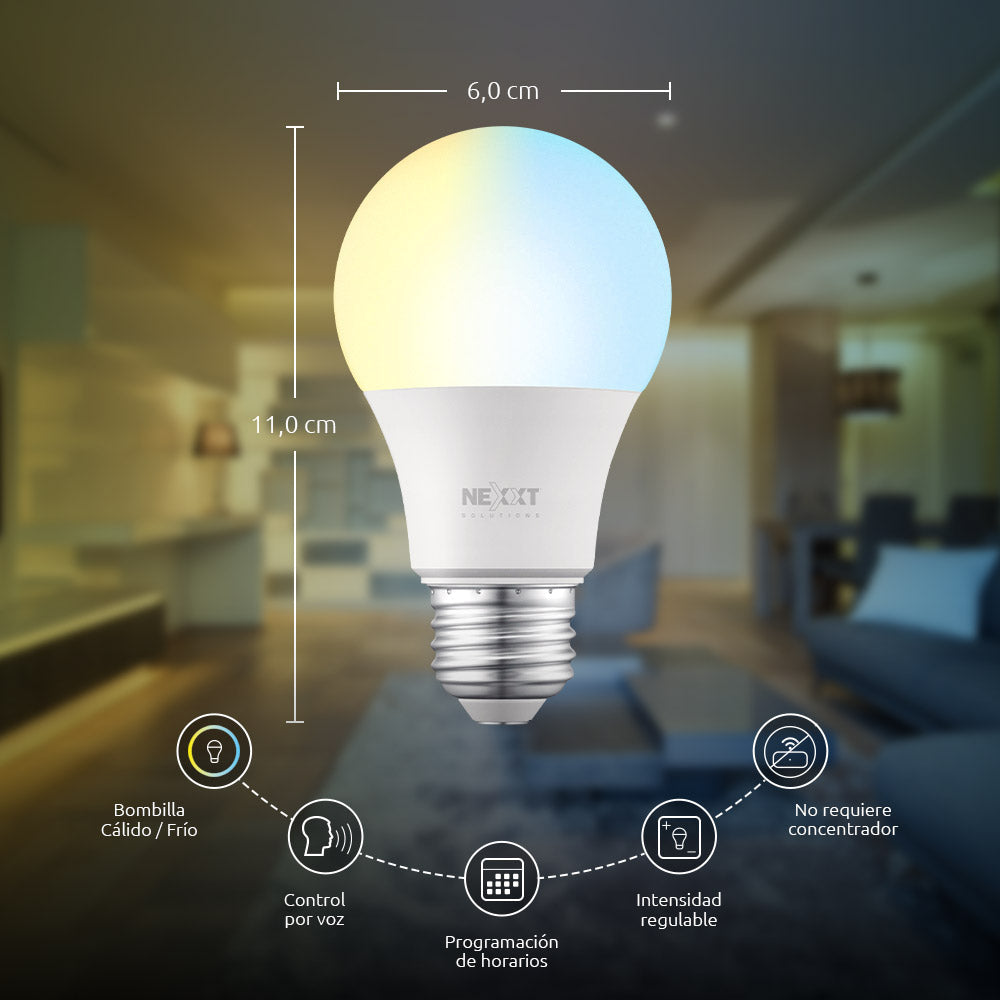 Bombillo LED inteligente Wi-Fi 110V - A19 - NHB-W110 4PK