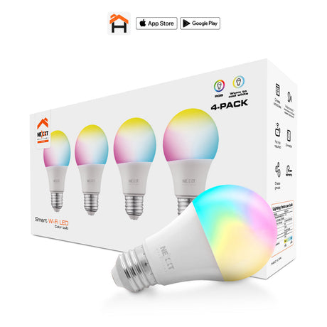 Bombillo LED inteligente Wi-Fi 110V A19 - NHB-C110 4PK - Multicolor