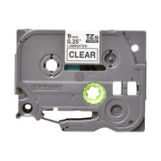 Cinta Laminada para uso interior y exterior Brother TZe-121 | 9 mm | 0.35" | Fondo Transparente y Letras Negras, modelo , Etiquetas