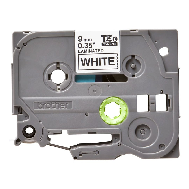 Cinta Laminada para uso interior y exterior Brother TZe-221 | 9 mm | 0.35" | Fondo Blanco y Letras Negras, modelo , Etiquetas