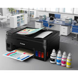 Impresora Canon G4110: Multifuncional Inalámbrica con Sistema de Tinta Híbrido - Escáner Automático - Pantalla LCD 2 líneas