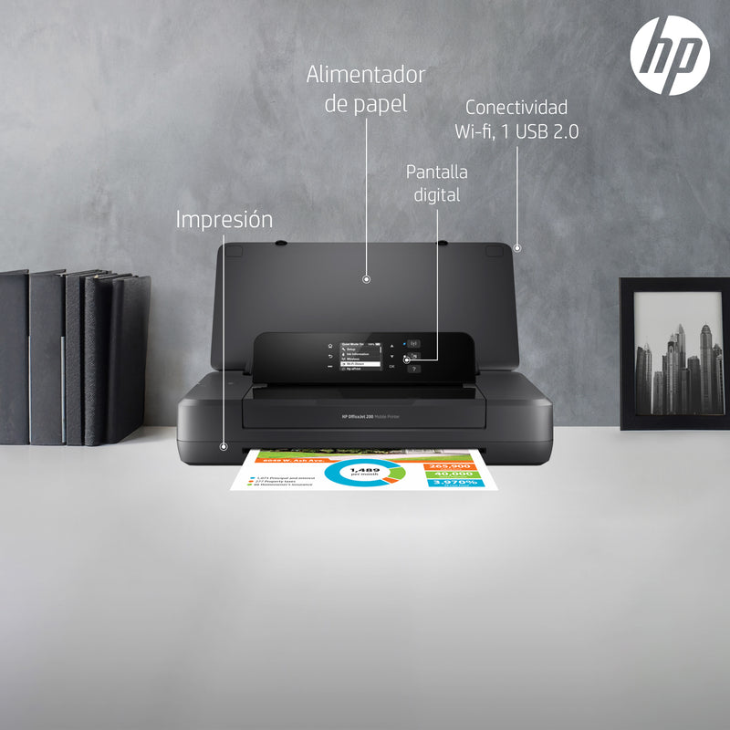 HP OfficeJet 200: Impresora Portatil Hp inalámbrica para imprimir en cualquier lugar | 10 ppm Negro / 7 ppm Color, modelo , Impresoras de Tinta