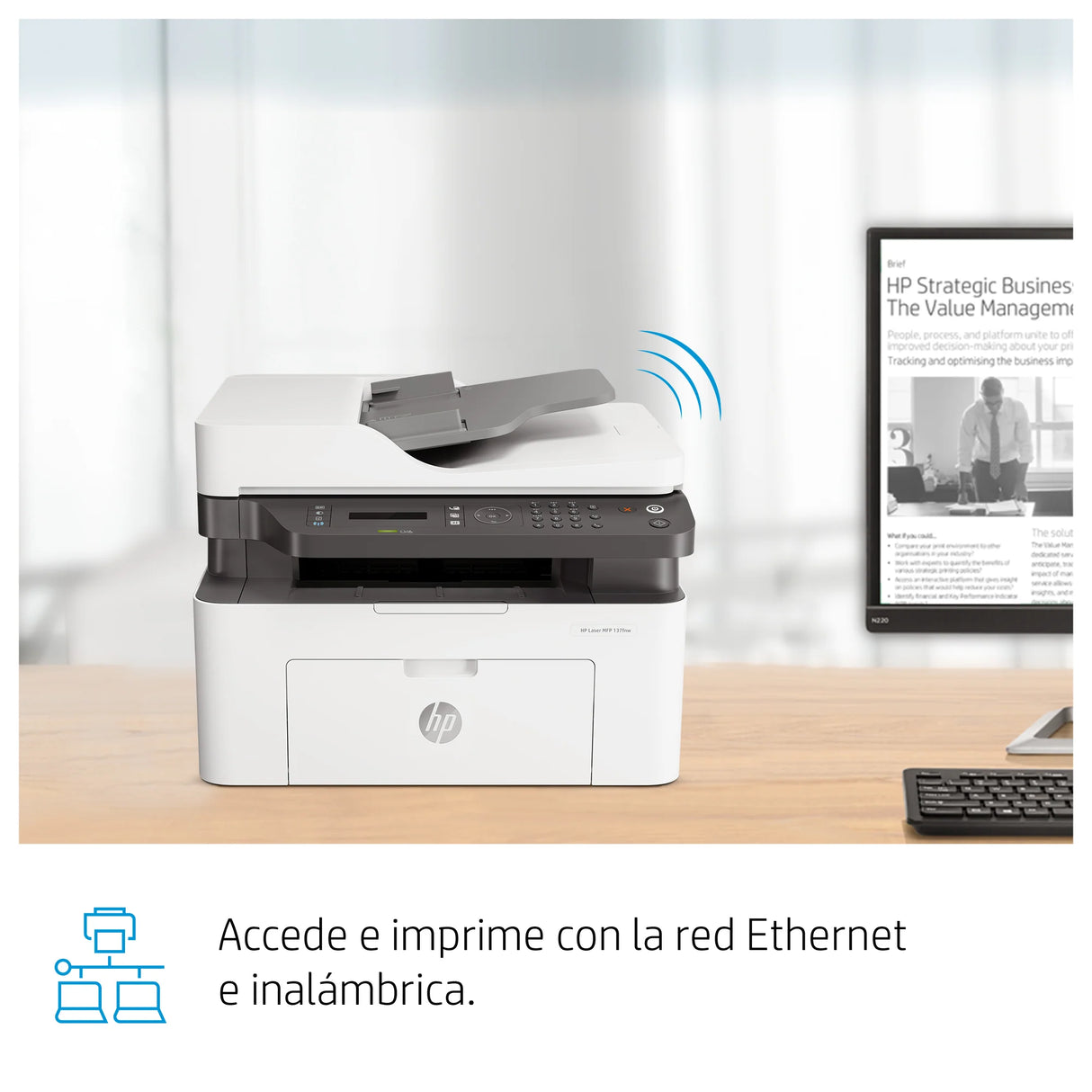 Impresora Multifunción HP Laser 137fnw | Blanco y Negro | USB | RED | WIFI | 20 ppm, modelo , Impresoras Laser