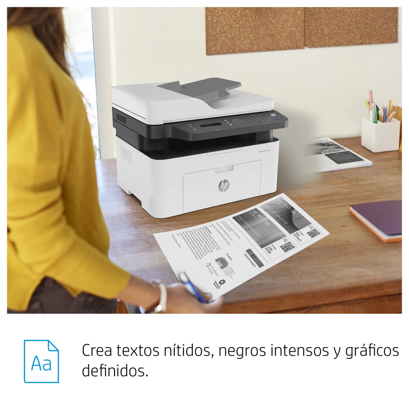 Impresora Multifunción HP Laser 137fnw | Blanco y Negro | USB | RED | WIFI | 20 ppm, modelo , Impresoras Laser
