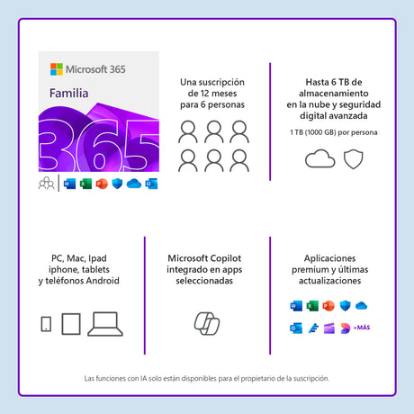 Licencia Microsoft 365 Familia Suscripción de 12 Meses | EP232295, modelo , Programas