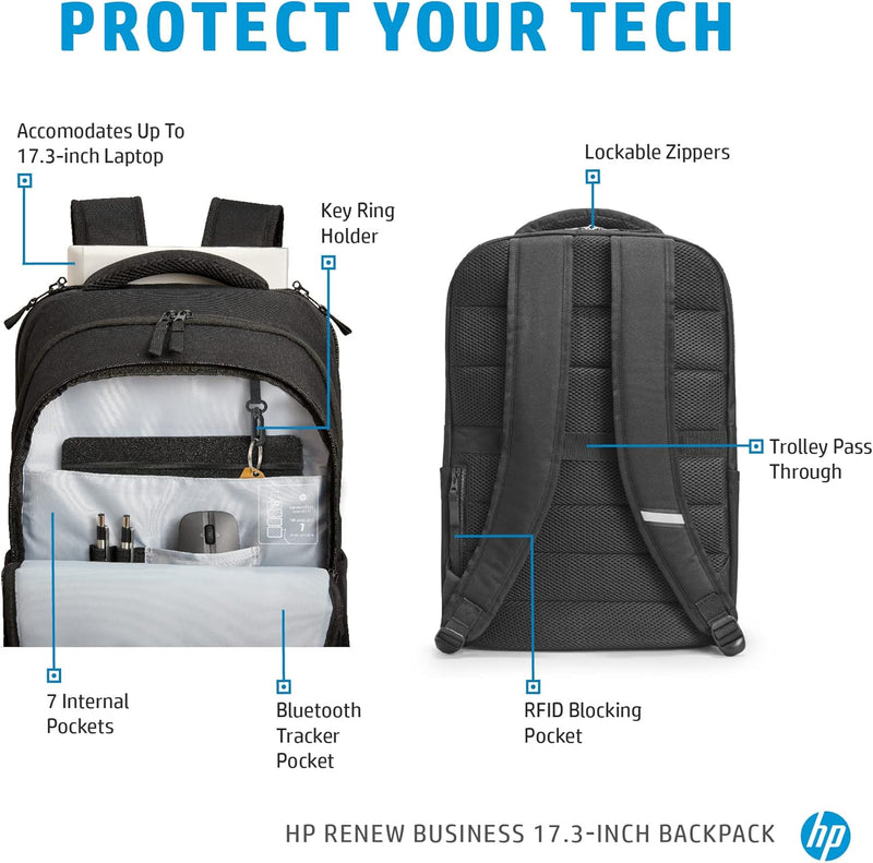 Mochila HP Renew Business para laptops de hasta 17.3", modelo , maletin