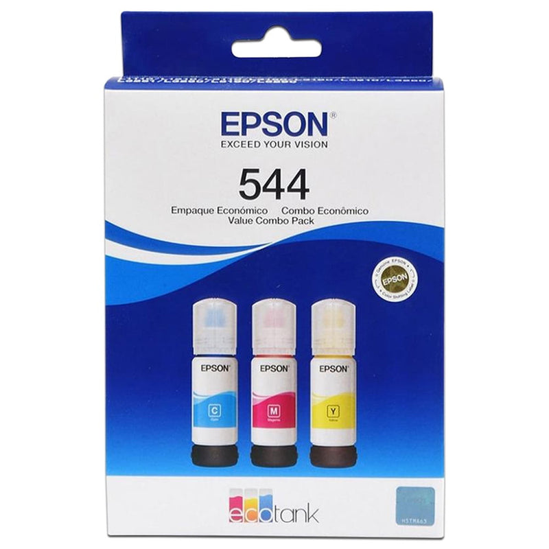 Tinta Epson 544 Original – Combo x 3 Colores (Cian, Magenta, Amarillo) para Ecotank L1210, L3110, L3250 y más