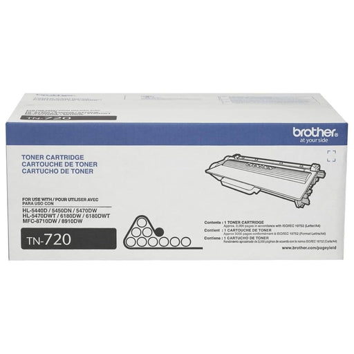 Toner Brother TN-720 | TN720 | Para DCP-8110DN / DCP-8150DN / DCP-8155DN / HL-5440D / HL-5450DN / HL-5470DW / HL-5470DWT / HL-6180DW / HL-6180DWT / MFC-8510DN / MFC-8710DW / MFC-8810DW / MFC-8910DW / MFC-8950DW / MFC-8950DWT | 3,000 páginas, modelo , Toners