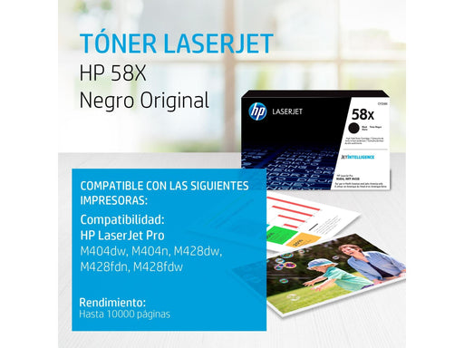 Toner Hp CF258X | 58X | Para LaserJet Pro M428 / M404 | LaserJet Enterprise M406 / M430 | 10,000 páginas, modelo , Toners