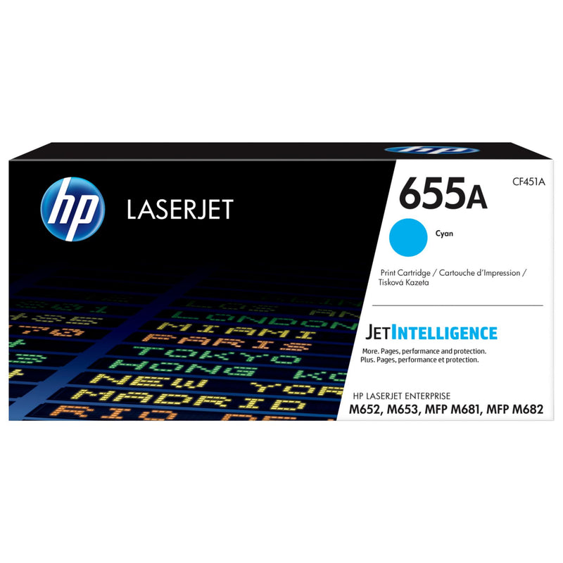 Toner Hp CF451A - 655A Cyan | Para LaserJet Enterprise M652 / M653 / M681 / M682 | 10,500 páginas, modelo , Toners