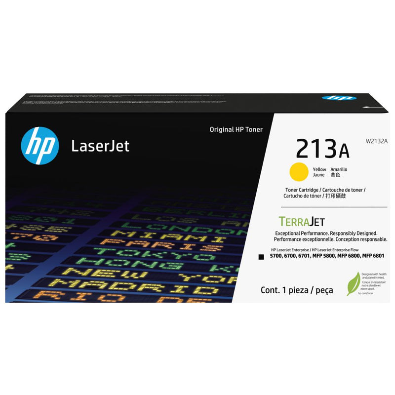Toner Hp W2132A | Amarillo 213A | Para LaserJet Enterprise 5700 / 6700 / 6701 / MFP 5800 / MFP 6800 / MFP 6801 | 3,000 páginas, modelo , Toners