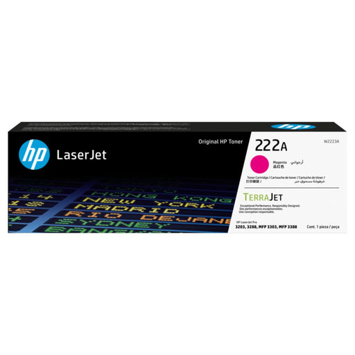 Toner Hp W2223A | Magenta 222A | Para Color LaserJet Pro 3303fdw / 3303dw / 3203dn | 1,200 páginas, modelo , Toners