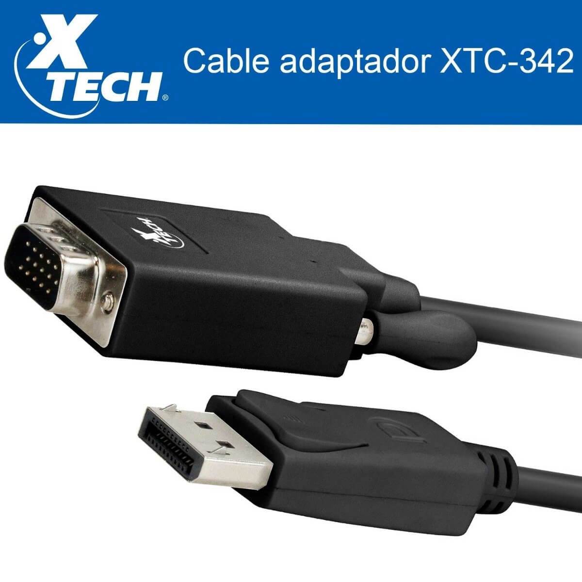 Cable convertidor con conector DisplayPort macho a VGA macho - XTECH XTC-342 -  XTC-342