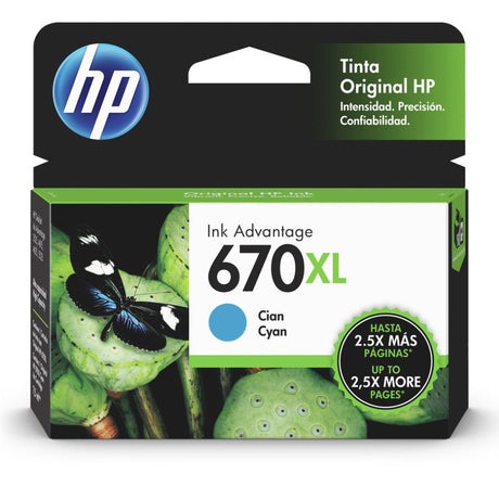 Tinta HP 670 XL-CYAN-Alto Rendimiento | DeskJet Ink Advantage 3525 | 4615 | 4625 |5525