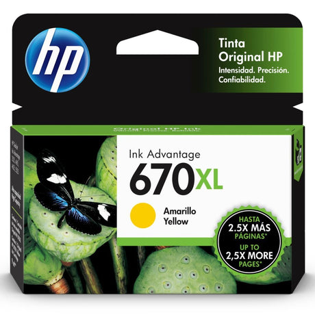 Tinta HP 670 XL-AMARILLO-Alto Rendimiento | DeskJet Ink Advantage 3525 | 4615 | 4625 |5525