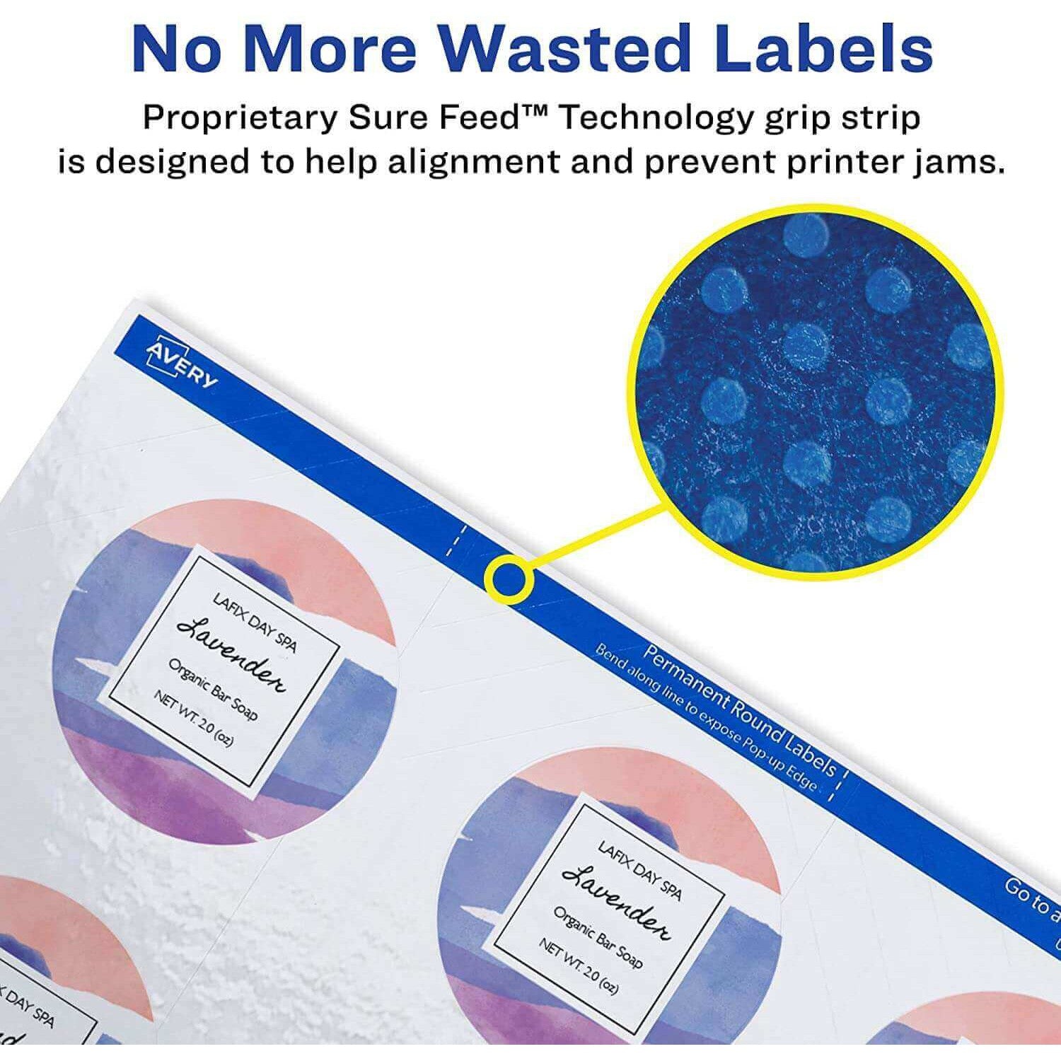 Etiqueta Avery Circular para impresoras Láser InkJet- Glossy White