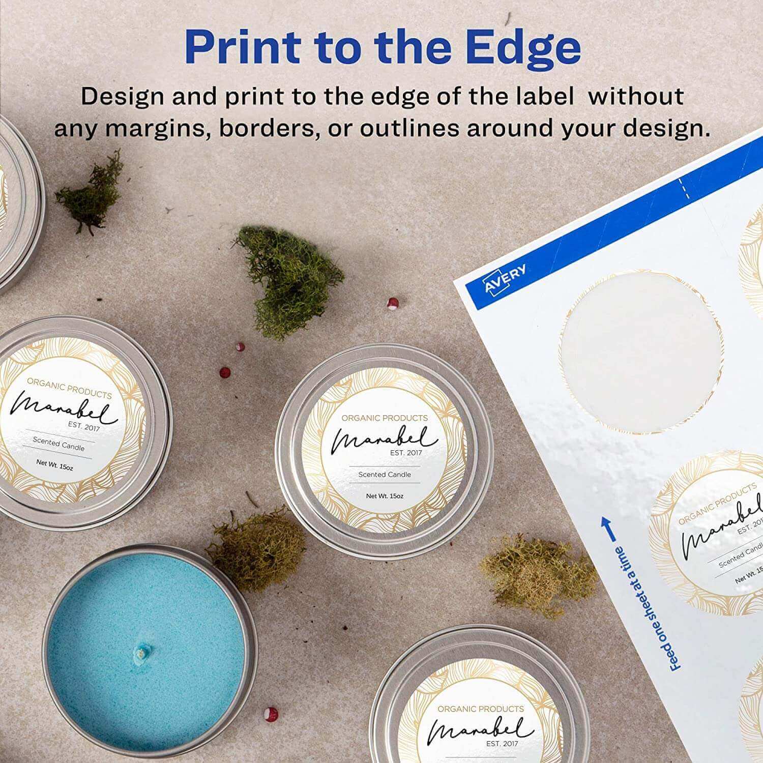 Etiqueta Avery Circular para impresoras Láser InkJet- Glossy White
